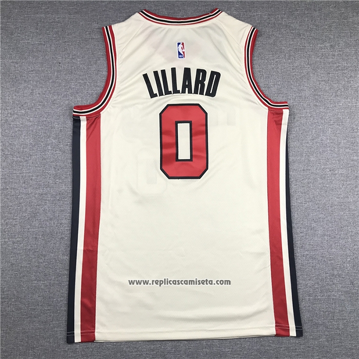 Camiseta Portland Trail Blazers Damian Lillard #0 Ciudad 2019-20 Crema